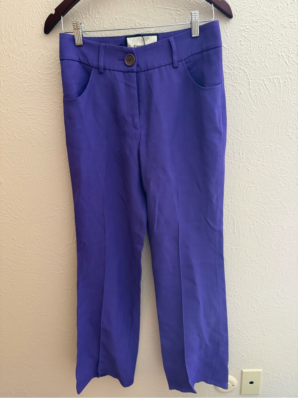 ELLÉME Paris Vibrant Purple Mid-Rise Straight-Leg Tailored Trousers | Size 36
